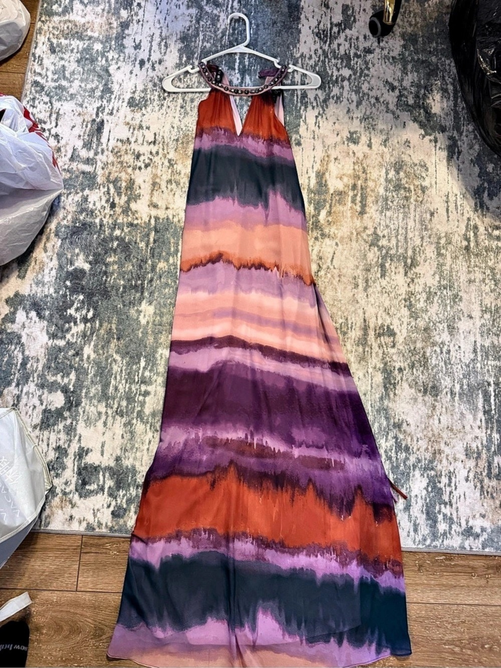 Jessica Simpson Abstract Tie-Dye Maxi Dress